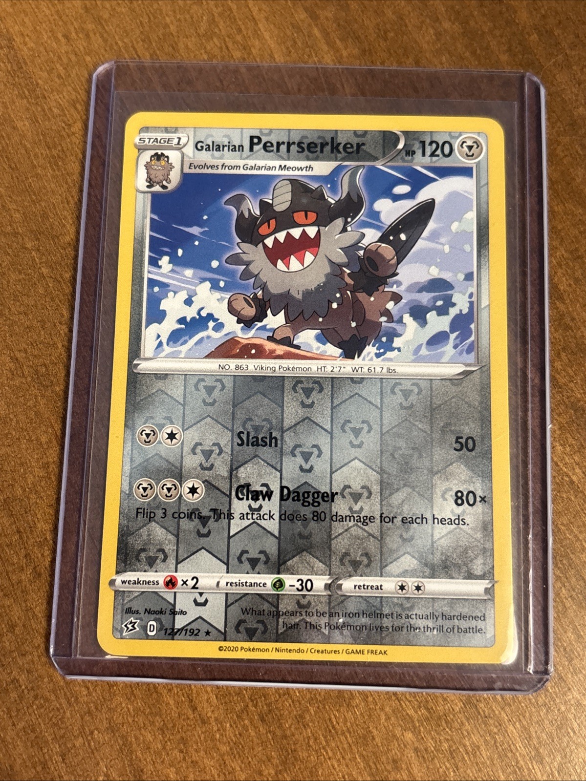 Galarian Perrserker 127/192 Rebel Clash Pokemon Reverse Holo