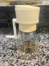Vintage Gemco Nut Grinder Manual Spice Chopper Ivory Plastic Glass Jar USA Made