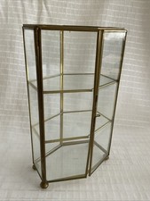 Small Vintage Brass, Glass Display, Collectibles Cabinet - 25cm Tall X 14cm Wide