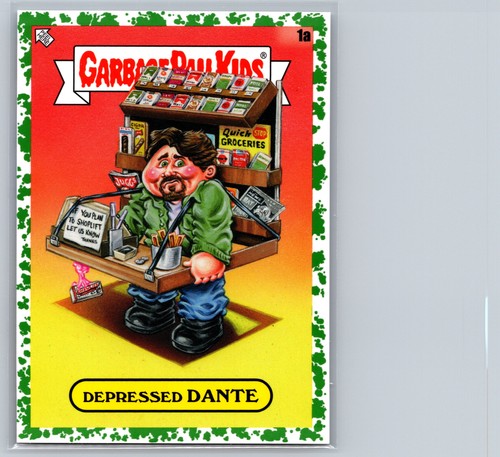 2023 Topps Garbage Pail Kids X View Askew #1a Dante deprimido paralelo verde - Imagen 1 de 2