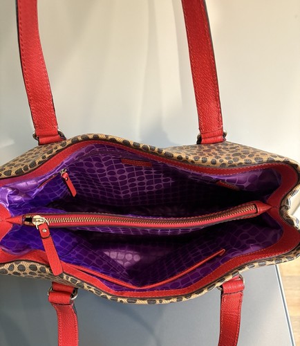 Kate Spade Slim Kenny Killington Purse Red Leather & Brown/Tan Leopard $245 - Picture 10 of 19