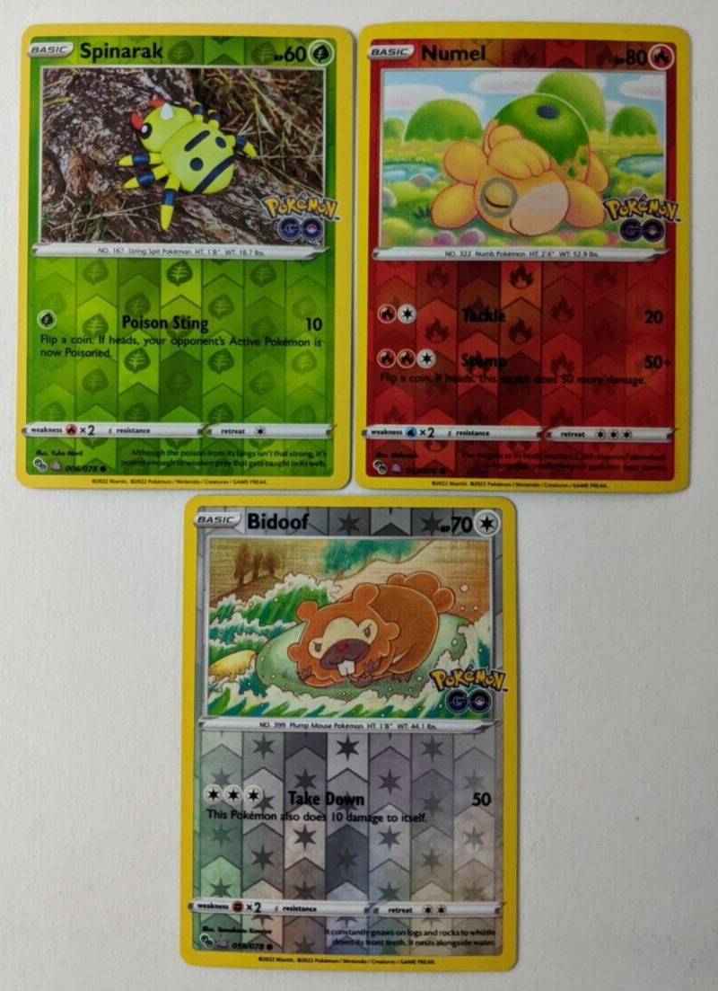 Peelable Ditto SET 3 Pokemon GO TCG Reverse Holo Bidoof Numel