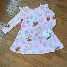 New Disney Pink The Little Mermaid Ariel Long Sleeve Dress Size 2T
