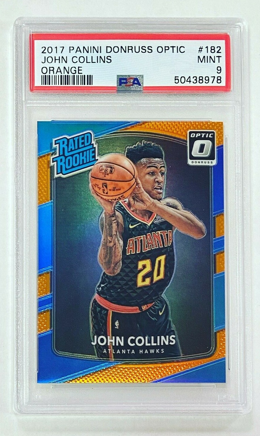 2017-18 Donruss Optic John Collins Orange /199 PSA 9 MINT Rookie Card RC #182