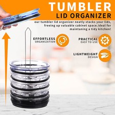 Space Saving Tumbler Lid Organizer Slim Vertical Storage For Up To 10 Lids MG