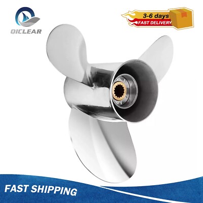 Stainless Steel 13 1/4 x 17 Outboard Propeller Fit YAMAHA 50-130HP 15 Spline,RH