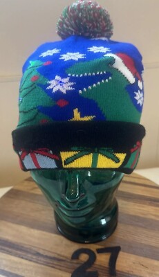 CHRISTMAS LIGHT-UP BEANIE WITH POM POM, PRINT & DINOSAUR?   SO CUTE!!!        27