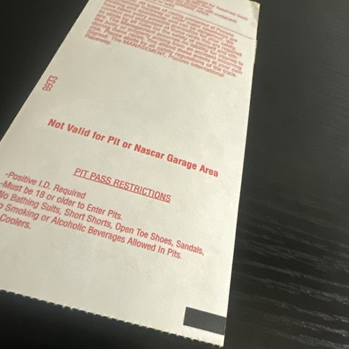 NASCAR Pocono Raceway Hot Pit Gate Pass Winston Cup Team Issued Pit Pass - Picture 11 of 14