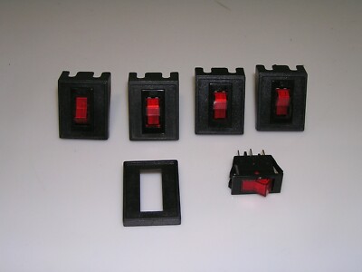 NOS 5pcs Red Light ON/OFF Snap in Rocker Switch 3Pin 10A/250V 15A/125V w/ mount