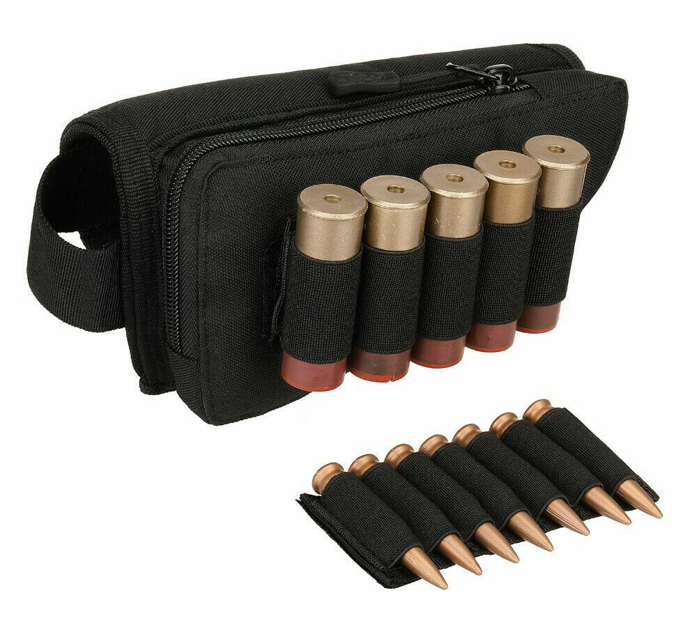 Tactical Rifle Shotgun Magazine Pouch Buttstock Cheek Rest Shell Ammo Mag Holder-image