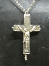 🇫🇷 ANCIEN PENDENTIF CROIX CRUCIFIX SYSTEME RELIQUAIRE ARGENT CROSS RELIQUARY