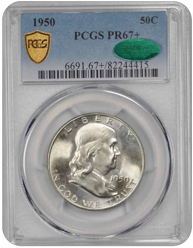1950 50C Franklin Half Dollar PCGS  (CAC) #3635-1 PR67 +