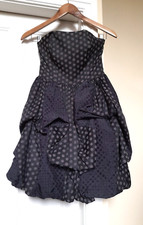 Asos Cotton Polka Dot Occasion Dress UK 8 Strapless Bubble Hem Tiered VGC