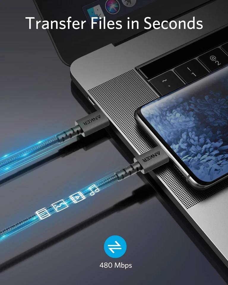 Anker PowerLine Select+ Durable USB-C to USB-C Cable 1.8m 6ft 60W Black or White - Image 3 of 4