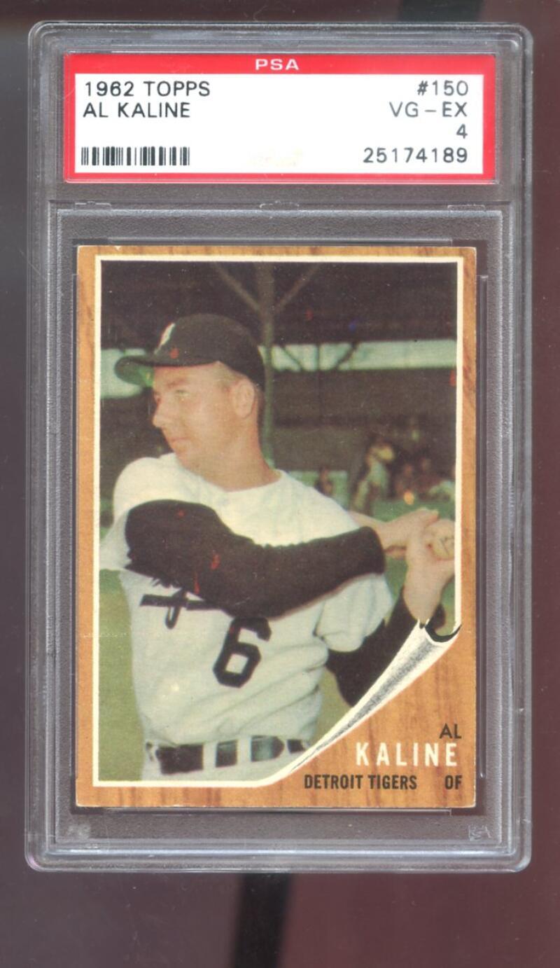 1962 Topps #150 Al Kaline PSA 4 Graded Baseball Card MLB Detroit Tigers
