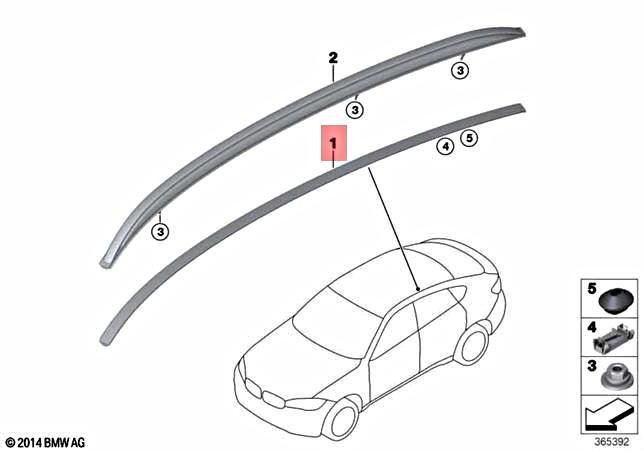 Genuine BMW X6 F16 F86 X6 28iX Roof Moulding Prime-Coated Right 
