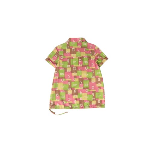 Cocolulu Button Up Geometric Logo Print Cotton Tunic Brown Pink M - Picture 2 of 7
