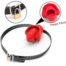 Silicone Open Mouth Gag Tongue Fix Fetish Dilator Ball Oral Couple with Lock Red
