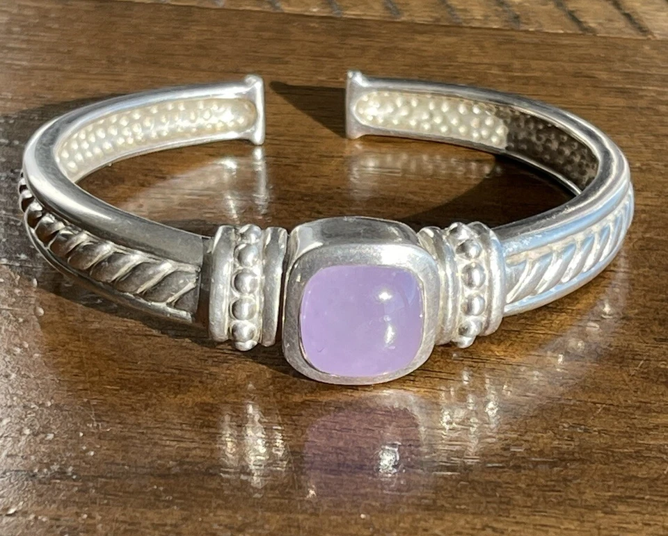 Pulseira articulada Judith Ripka prata 925 calcedônia lavanda média - Imagem 2 de 4