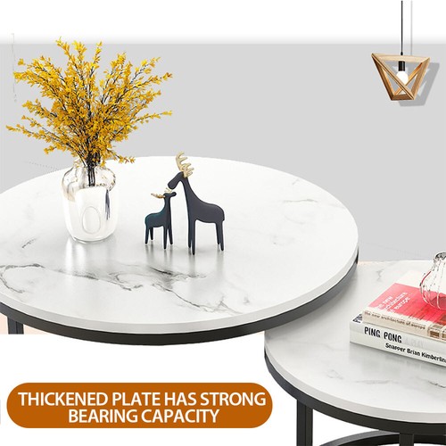Set of 2 Coffee Table Wooden Elegant Modern Round Furniture Nesting Coffee End - Picture 5 of 12