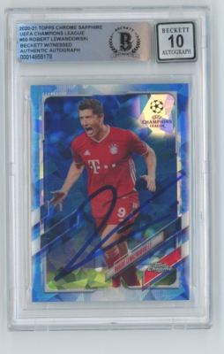 2020-21 Topps Chrome Sapphire #50 Robert Lewandowski Signed 