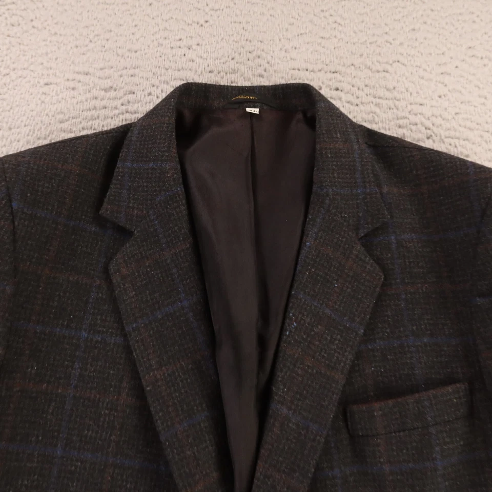 Chaqueta de tweed vintage L LT pata de gallo a cuadros mezcla de lana Blazer 44L Foto 2 de 4