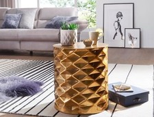 FineBuy Beistelltisch Ø43 cm Aluminium Sofatisch Wohnzimmertisch Couchtisch Gold