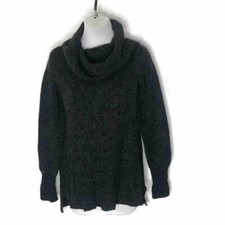 DKNY Jeans Sweater Womens S Heather Charcoal Gray Cowl Neck Stretch Pullover