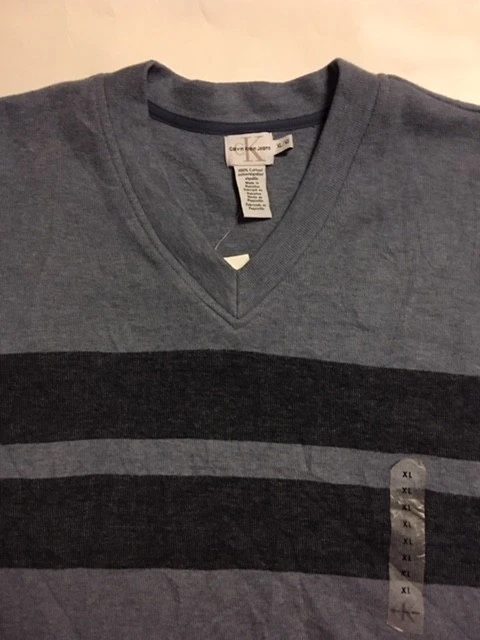 NWT Men's Shirt Calvin Klein Size XL V-Neck Pullover Cotton Tag Price $48