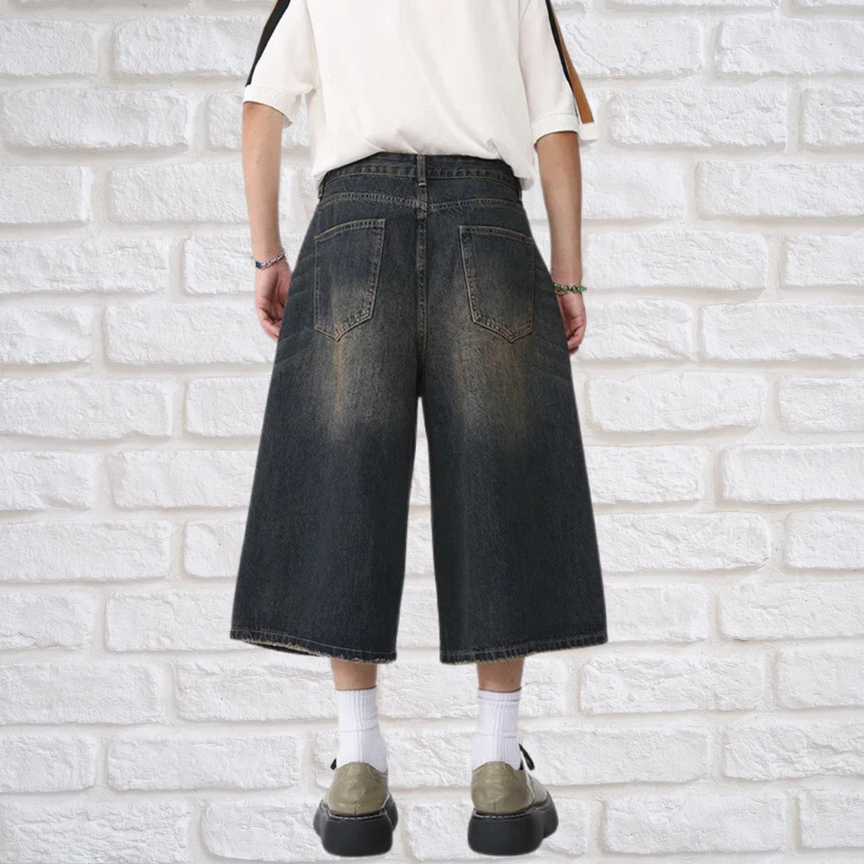 Shorts jeans comprimento joelho perna larga - Imagem 4 de 4