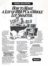 1986 IBM COMPUTER PC Genuine Vintage Print Ad Wang VS Networking 8"x11"