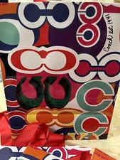 Coach POPPY Y2K Signature C Logo Colorful Shopping Gift Bag Ribbon Handle NOS