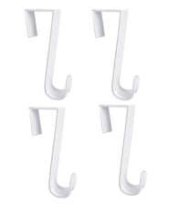 4-Pack White Plastic Over The Door Hooks 4.5 in. for Hanging Clothes  Towels