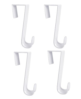 4-Pack White Plastic Over The Door Hooks 4.5 in. for Hanging Clothes & Towels