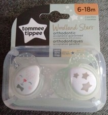 Tommee Tippee Pacifiers 2ct Glow in Dark Orthodontic 6-18M FREE SHIP  BPA free
