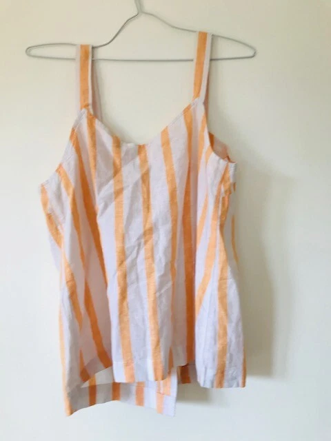 TU women's strappy orange/white striped top Linen NEW UK 10 - Image 3 of 3