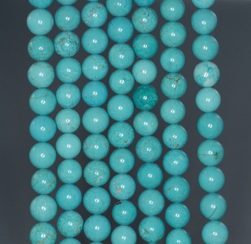 8MM TURQUOISE HOWLITE GEMSTONE ROUND LOOSE BEADS 15.5" - Picture 2 of 4