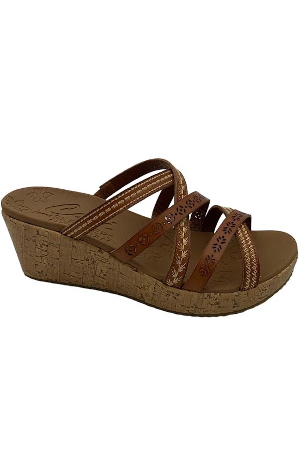 Skechers Beverlee Vegan Wedge Strappy Sandals Tiger Posse Luggage