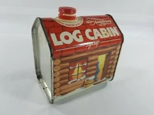 LOG CABIN SYRUP 100TH ANNIVERSARY TIN CAN 1987 WITH LID