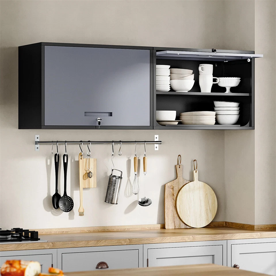 Wall Mounted Metal Storage Cabinet Garage Wall Cabinet with Adjustable Shelves - Image 4 of 4