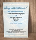 Topps 2025-26 Bowman Kasparas Jakucionis Chrome Auto Redemption #BCA-KJ Heat