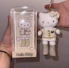 Sanrio Licensed Hello Kitty Beige Tweed Doll Kawaii y2k Plush Bag Charm Keychain