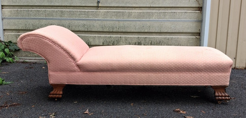 Vintage 6"ft Refurbished Chaise Lounge Sofa, Coral Pink