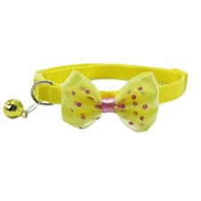 Pet Collar Adjustable Safety Buckle Kitty Puppy Stylish Knitted Bow Tie Dot Bell