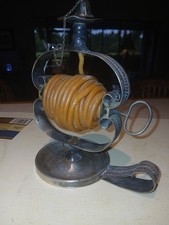 vintage antique wax coil candle holder silver