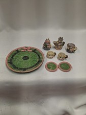 Vintage Miniature Resin Bunny Tea Set Decorative