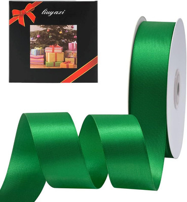 Solid Color Double Faced Green Satin Ribbon 1'' X 25 Yards, Ribbons Perfect for C