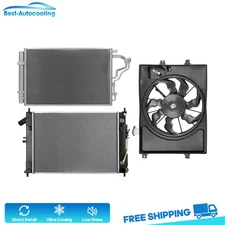 Aluminum Radiator Condenser & Cooling Fan Kit For 2015 2016 2017-2018 Kia Forte5