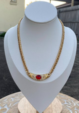 NEW 18K Gold Women's Red Gemstone Necklace Women Jewelry Christmas gifts