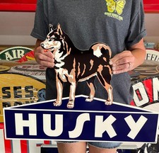 Antique Vintage Old Style Sign Husky Oil 24x18 NOT Porcelain Made USA